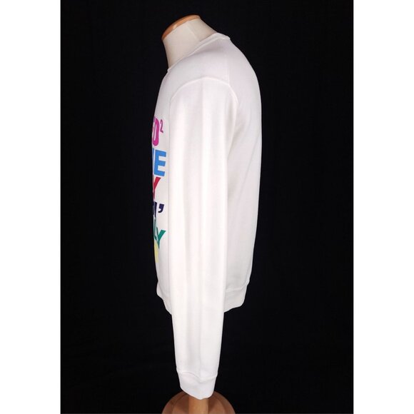 DSQUARED2 Printed Slogan Cotton Sweatshirt Size M Mens Off-White $385 - Picture 5 of 12